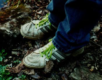 Steve's neon green shoelaces
